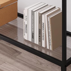 Jojoka Console Table, Sofa Tables Narrow Entryway Table with Glass Shelf and Metal Frame - 1 of 4