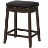 Monarch Specialties Bar Stool Set Of 2 Counter Height Saddle Seat Kitchen Wood Pu Leather Look Black Brown Transitional - 3 of 4