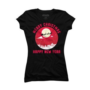 Junior's Design By Humans Merry Christmas - Happy New Year By thriftjd T-Shirt - 1 of 3