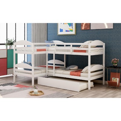 YOOCOZZ Twin L-Shaped Bunk Bed with Trundle