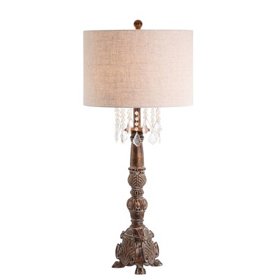 33.5" Resin/Acrylic Carlisle Table Lamp (Includes LED Light Bulb) Brown - JONATHAN Y