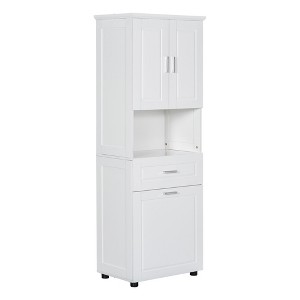 Dexmalle Tall Bathroom Cabinet with Laundry Basket with Large Storage Space Tilt-Out Laundry Hamper and Upper Storage Cabinet - 1 of 4