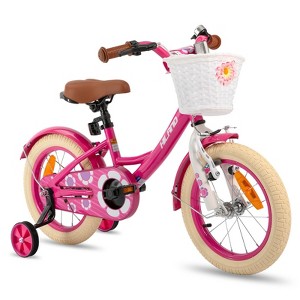 HILAND Petal Girls Kids Bike, White Pink Purple Kids Bicycle - 1 of 4