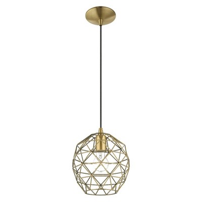 Antique Brass Geometric Metal Mini Globe Pendant Light