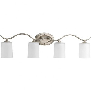 Progress Lighting Inspire 4-Light Wall Sconce, Brushed Nickel, Etched Glass Shades - 1 of 4