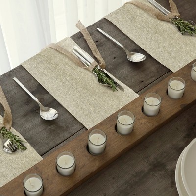 Ivory Gold Linen Napkin Set of Four with Mitered Hem