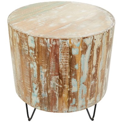 Rustic Mango Wood Accent Table Brown - Olivia & May: No Assembly, Spot Clean, Round Shape