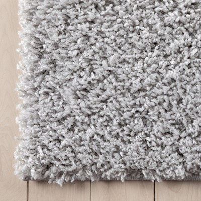 Light Grey Textured Rectangular Shag Synthetic Area Rug 6'7" x 9'6"