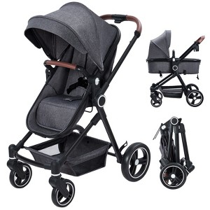 2 in 1 Baby Stroller for Toddler,High Landscape Infant Stroller with Large Storage Basket - 1 of 4