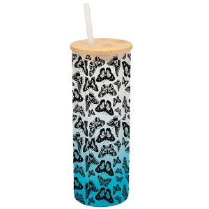 Elanze Designs Small Monarch Butterfly Insect Bug Wrap-Around Design 25 Ounce Frosted Gradient Glass On-The-Go Coffee Travel Skinny Tumbler Mug Cup, - 1 of 1