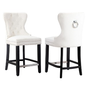 WestinTrends 24" Tufted Velvet Counter Stool - 1 of 4
