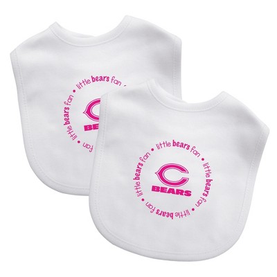 Image of BabyFanatic Officially Licensed Pink Unisex Cotton Baby Bibs 2 Pack -  NFL Chicago Bears.