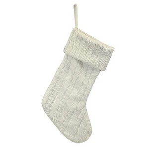 Old World Christmas Knit Christmas Mantle Stocking, White Plush, 24in - 1 of 3
