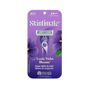 Schick Skintimate Exotic Violet Blooms Women's 4 Blade Disposable Razors - 4ct