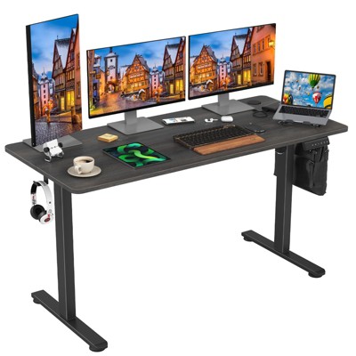 Lirago,Electric Adjustable Height Standing Desk with Splice Board - Home Office Desk for Healthy Work Lifestyle-Black