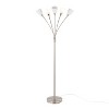 LumiSource Led Medusa® 71" Modern Metal Floor Lamp in Stainless Steel White Glass Sconces with 5 Arms - 3 of 4