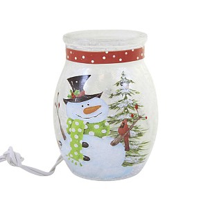 Stony Creek 4.0 Inch Festive Snowman  Small Jar Electric Christmas Winter Novelty Sculpture Lights - 1 of 3