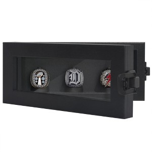 Americanflat 3.5x8 Championship Ring Display Case with Lock and Key - Hold 3 Rings - Black Ring Case Freestanding or Wall-Mounted Displays for Rings - 1 of 1
