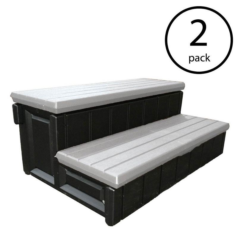 Leisure Accents 36 Inch Long Spa Hot Tub Storage Steps, Gray (2 Pack), 2 of 5