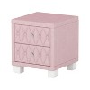 NicBex Elegant Tufted Nightstand with 2 Drawers Bedside Table with Metal Handles Quilted Design End Table for Living Room, Bedroom, Pink - 3 of 4