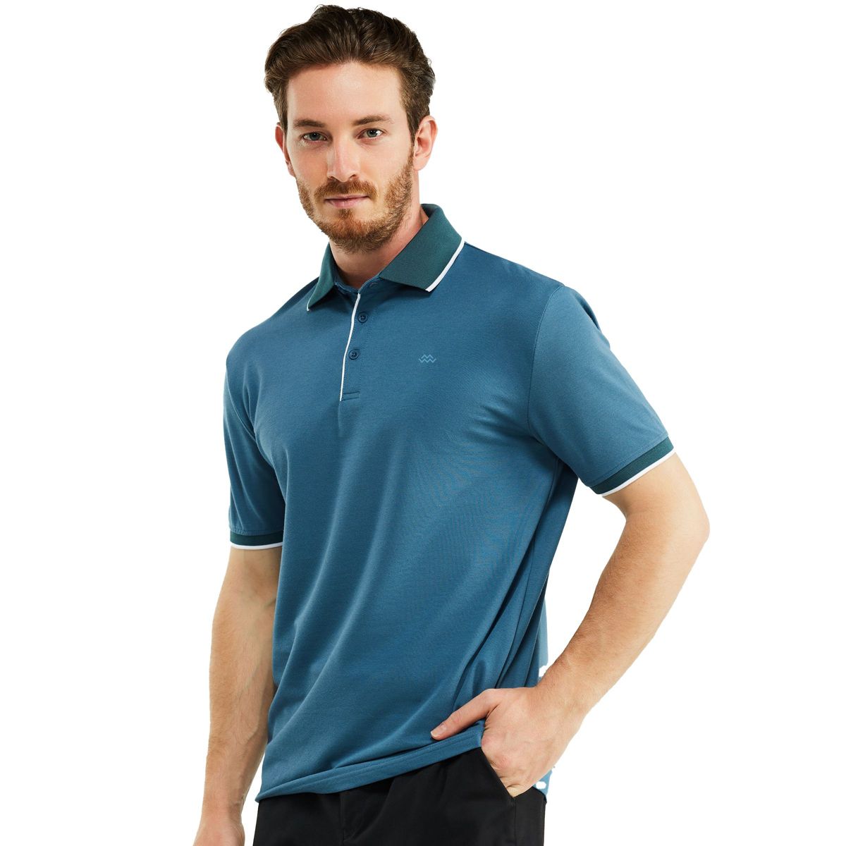 Mio Marino Men's Classic-Fit Cotton-Blend Pique Polo Shirt with Contrast Collar - thumbnail 3