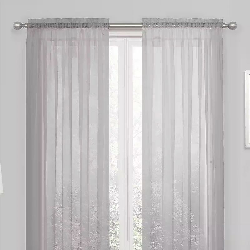 Kate Aurora Essential 1 Piece Silver Gray Sheer Voile Rod Pocket Window Curtain Panel, 2 of 4