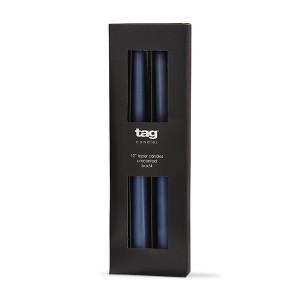 tag Color Studio 12" Traditional Taper Unscented Smokeless Paraffin Wax Candle Blue Denim Set of 4 Burn Time 8 hrs. - 1 of 3