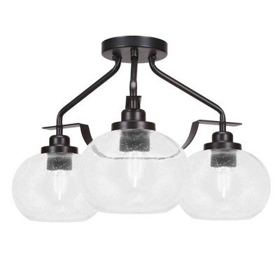 Toltec Lighting Odyssey 3 - Light Flush Mount in  Matte Black with 7" Clear Bubble Shade
