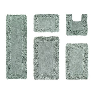 Shaggy Border Collection 5-Piece Bath Rug Set 100% Cotton Tufted Weave Ruffle Border Pattern Bathroom Rug for Machine Washable Bathmat - 1 of 4