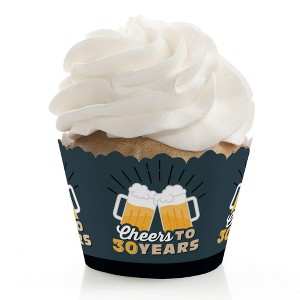 Big Dot of Happiness Cheers and Beers to 30 Years - 30th Birthday Party Decorations - Party Cupcake Wrappers - Set of 12 - 1 of 4