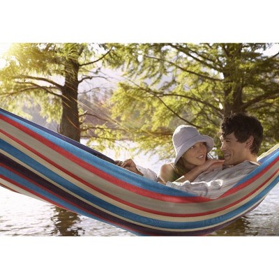 Sorbus Double Hammock with Steel Stand - Multicolor Stripes