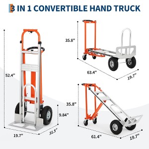 3 in 1 Convertible Hand Truck Dolly, 770 LBS Capacity Aluminum Folding Trolley with Wheels & Elastic Straps, Utility Dolly Cart for Warehouse - 1 of 4