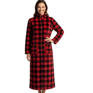 ADR Women's Zip Up Fleece Robe, Soft Warm Plush Zipper Bathrobe - 1 of 3