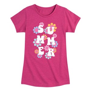 Girls' - Instant Message - Summer Flowers Fitted Short Sleeve Graphic T-Shirt - 1 of 4