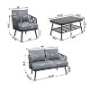 Christopher Knight Home Piotr 4 Piece Outdoor Acacia Wood and Metal Seating Set with Rope Woven - 3 of 4