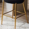 18.9"Set of 2 modern teddy fabric upholstered bar stools - Metal base high stool - Suitable for kitchen,Black+Golden - 3 of 4