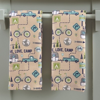 Lakeside Live Love Camp Bathroom and Kitchen Hand Towels - Set of 2