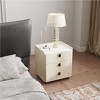 POVISON 21.65"Modern Nightstand with 3 Drawers, Beige Bedside Table, Sintered Stone Tabletop, Beige, Fully-Assembled - 2 of 4