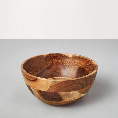 Acacia Wood Serving Bowl Hearth, Large Wooden Salad Bowl 20 Inch