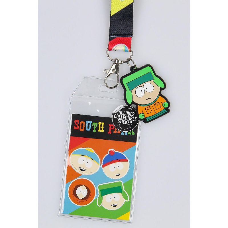 South Park ID Badge Holder Lanyard w/ 2" Kyle Rubber Pendant And Stickers Black, 3 of 6