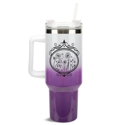 Elanze Designs Growing Wildflower Garden Mirror Wrap-Around 40 Oz. Stainless Steel Water Bottle Coffee Mug, Spill & Leak Resistant, Travel Tumbler