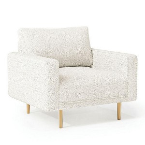 Royal Hampton Accent Chair, Bench Seat w Track Arms, Plush Off White Boucle - 1 of 4