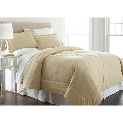 Micro Flannel High-Quality Solid Color Reversible Comforter 3 Piece Mini Set by Shavel