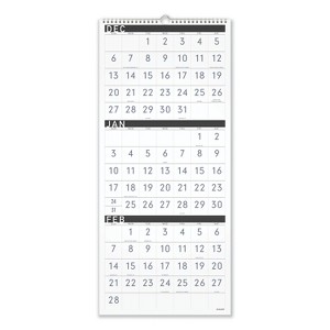 Three-Month Reference Wall Calendar, Contemporary Artwork/Formatting, 12 x 27, White Sheets, 15-Month: Dec 2025 to Feb 2027 - 1 of 4