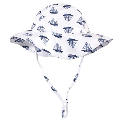 Hudson Baby Infant and Toddler Boy Sun Protection Hat, Blue Sailboat