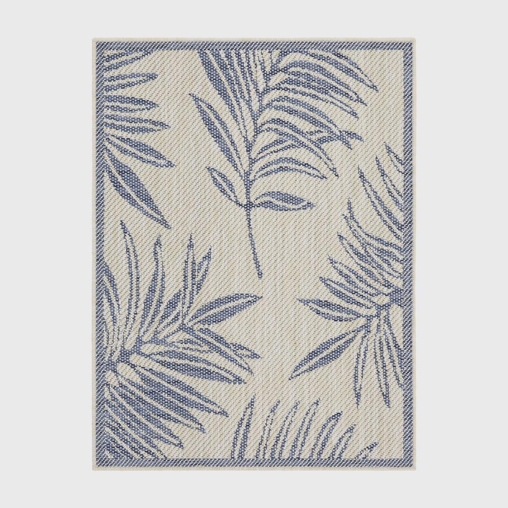 Photos - Area Rug Playa Rug 9'x12' Machine Washable Liana Rectangle Woven Indoor Outdoor  Ivory and Blue: UV & Stain Resistant, Low Pi