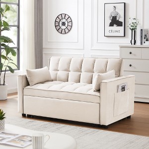 NicBex 55 Inch Loveseat,Modern Velvet Loveseat Sofa/Pullout Bed with Reclining Backrest,Convertible Sleeper Sofa Bed for Living Room - 1 of 4