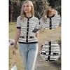 INSPIRE CHIC Women's Striped Short Sleeve Button Color Block Knitted Casual Crew Neck Cardigan - 2 of 4
