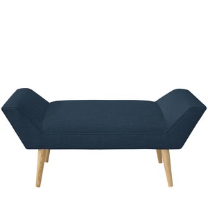 Modern Welted Bench Linen Navy - Skyline Furniture, Blue