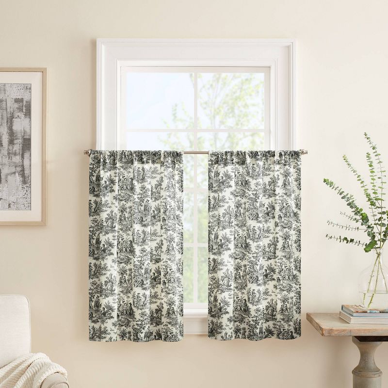 2pk 52&#34;x36&#34; Charmed Life Floral Curtain Tiers Gray - Waverly, 1 of 6
